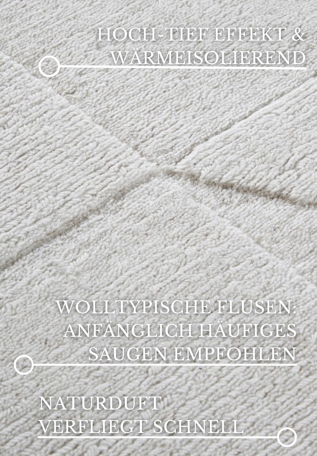 Villeroy & Boch Wollteppich Ursule - Natur Wohnzimmerteppich - Handgewebt & Natürlich - Boho Teppich Wolle für Wohnzimmer, Schlafzimmer, Esszimmer, Flur, Küche – Creme, 120x170 cm