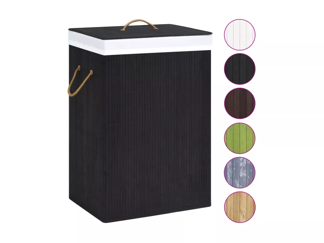 Panier à linge Bambou Noir 72 L