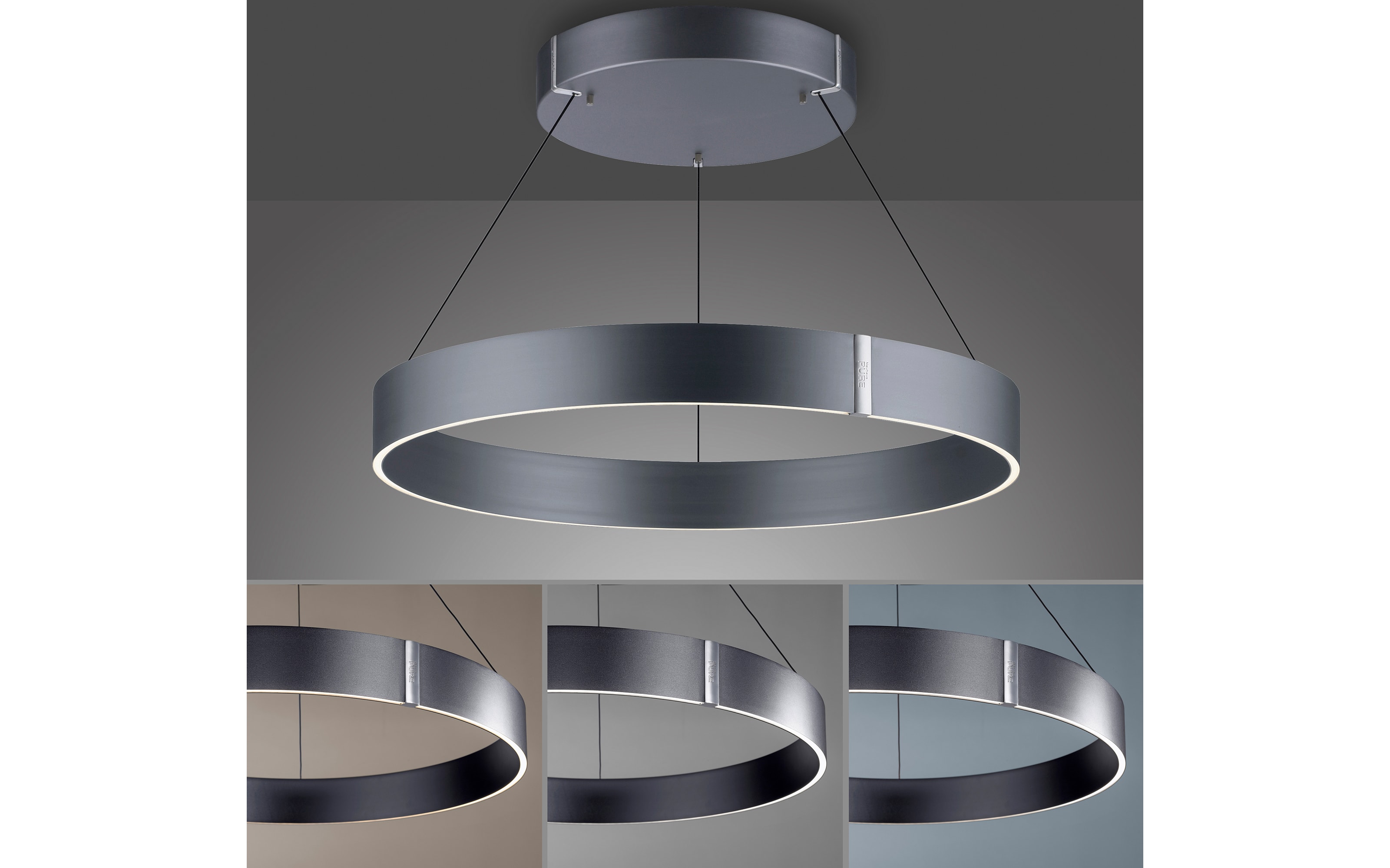 LED-Pendelleuchte Pure E-Clipse, anthrazit, 240 cm