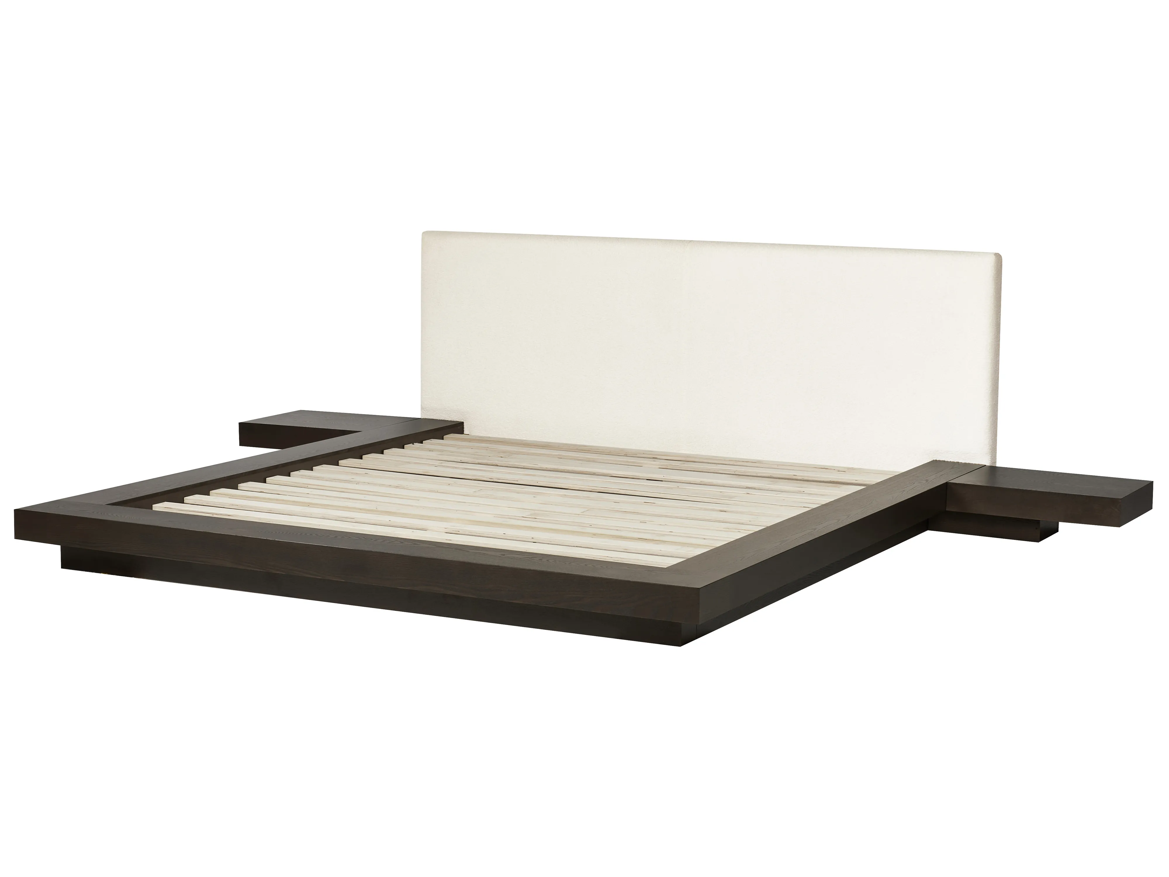 Bed met LED-verlichting Bouclé ZEN 180 x 200 cm LED Donker essenhout