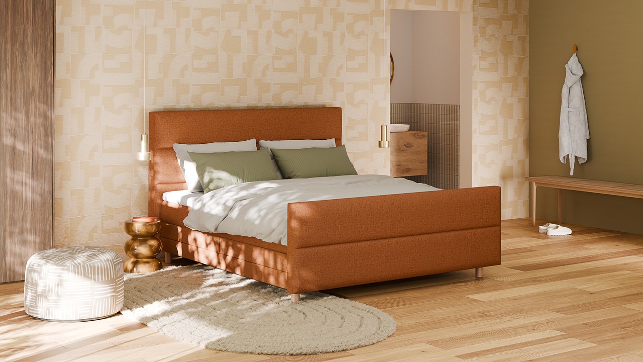 Elektrische boxspring Mica - Soft touch terracotta
