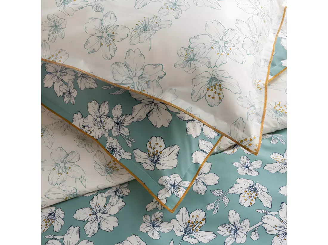Parure de lit 2 personnes fleurie réversible 240x220cm