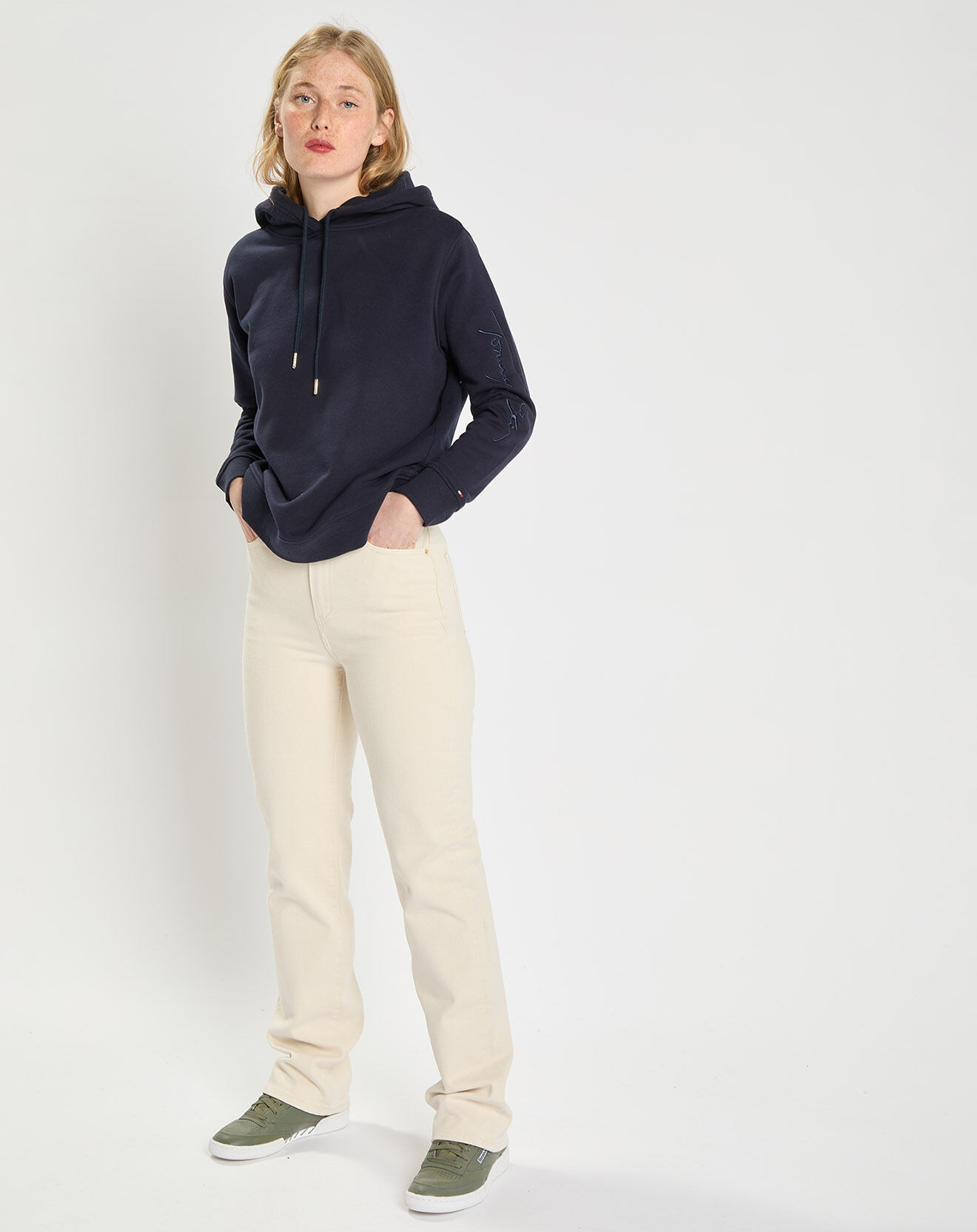 Tommy Hilfiger Sweat 100% Coton Bio Script bleu marine