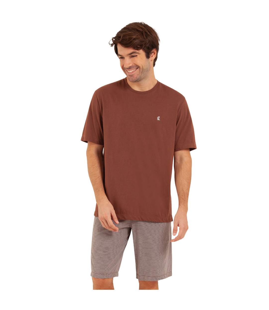 Pyjama court col rond homme Coton Bio