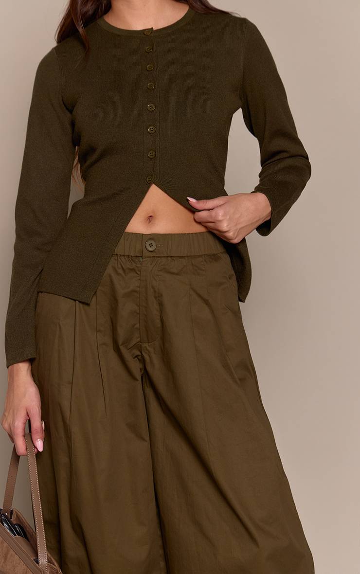 Kaki Pantalon Parachute À Taille Élastiquée