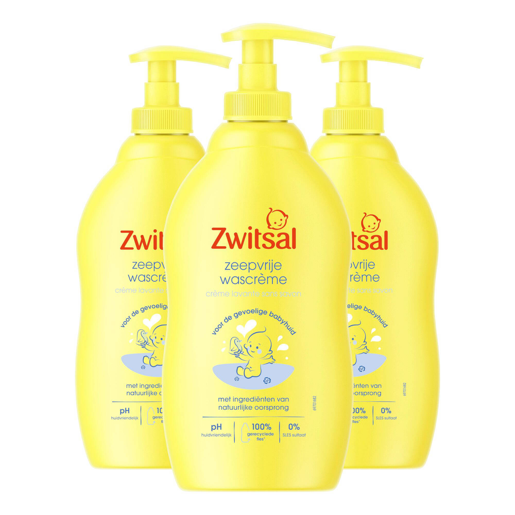Zwitsal zeepvrije wascrème Baby - 3 x 400 ml