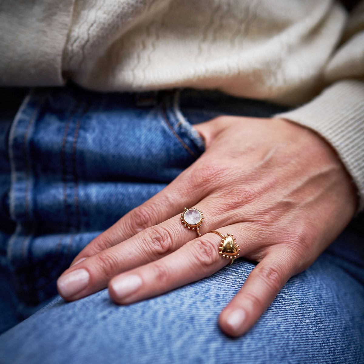 Bague coeur perlé en Vermeil