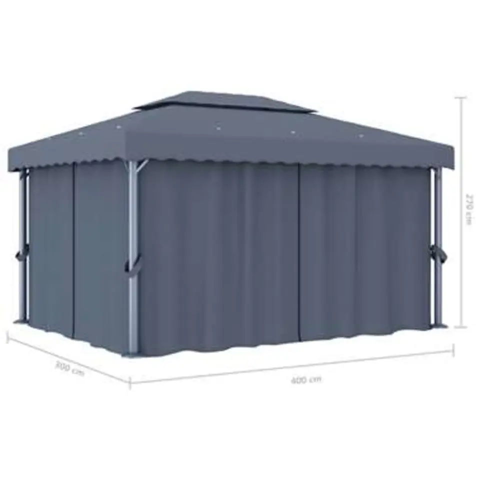 vidaXL - Tuinpaviljoen - Antraciet - Aluminium - 4 x 3 m