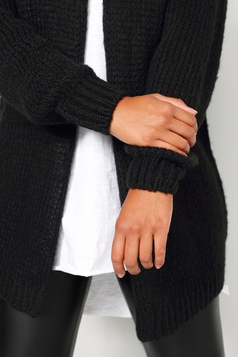 Strickjacke, oversized, offene Form, V-Ausschnitt, Langarm