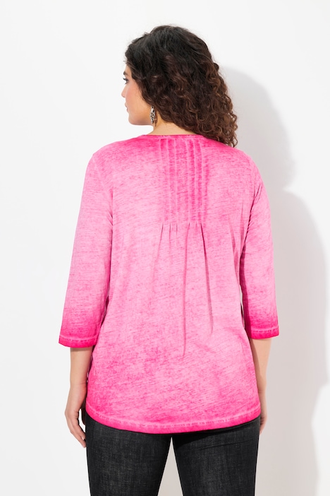 Shirt, Zierfalten, A-Linie, Rundhals, 3/4-Arm