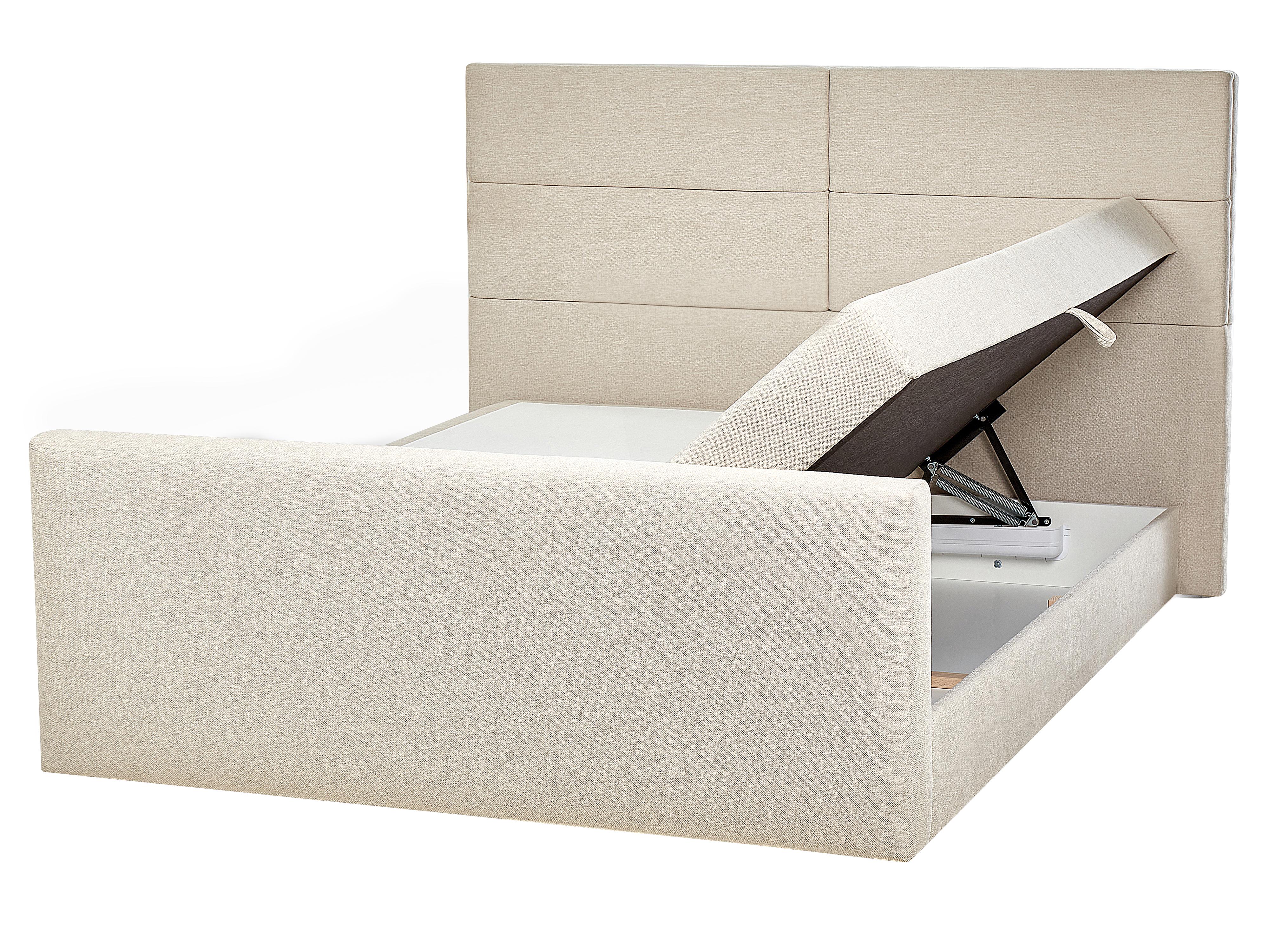 Boxspring met opbergruimte Stof ARISTOCRAT 160 x 200 cm Lichtbeige