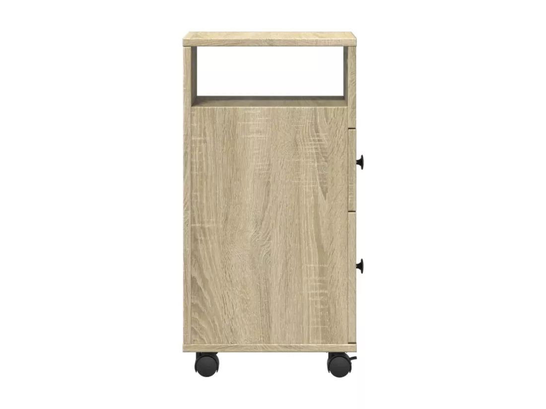 Meuble étroit de salle de bain à roulettes chêne sonoma