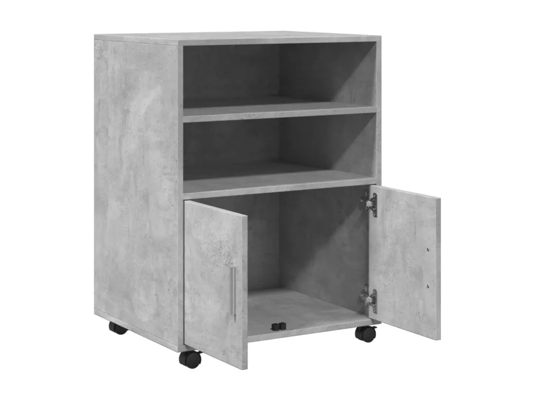 Armoire à roulettes gris béton 60x48x81 cm bois d'ingénierie