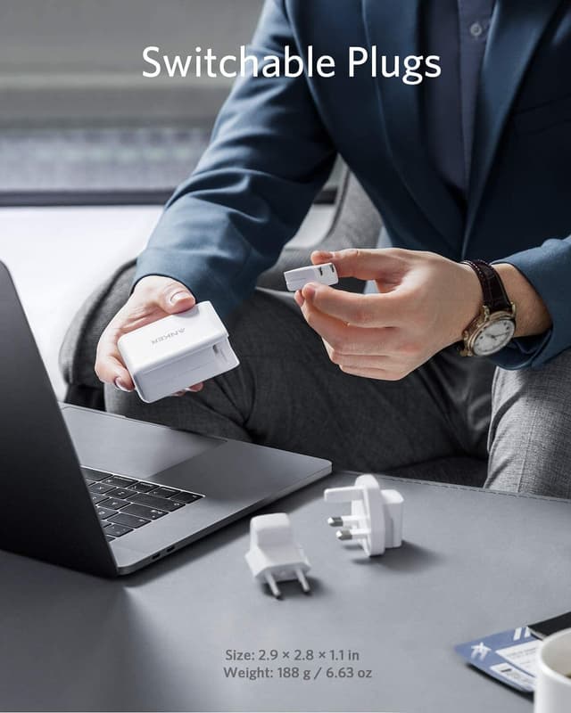 Anker PowerPort III 2-Port 60W USB-C oplader (hvid)