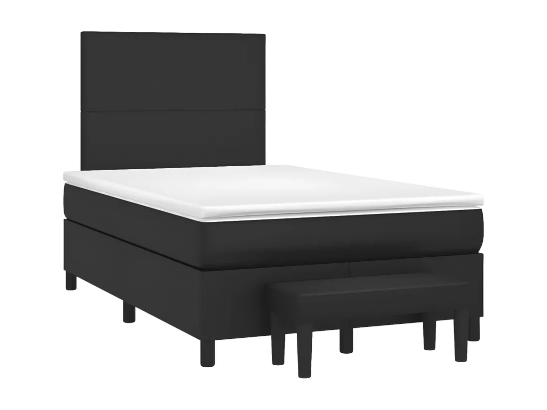 Sommier tapissier avec matelas Noir 120x200 cm Similicuir