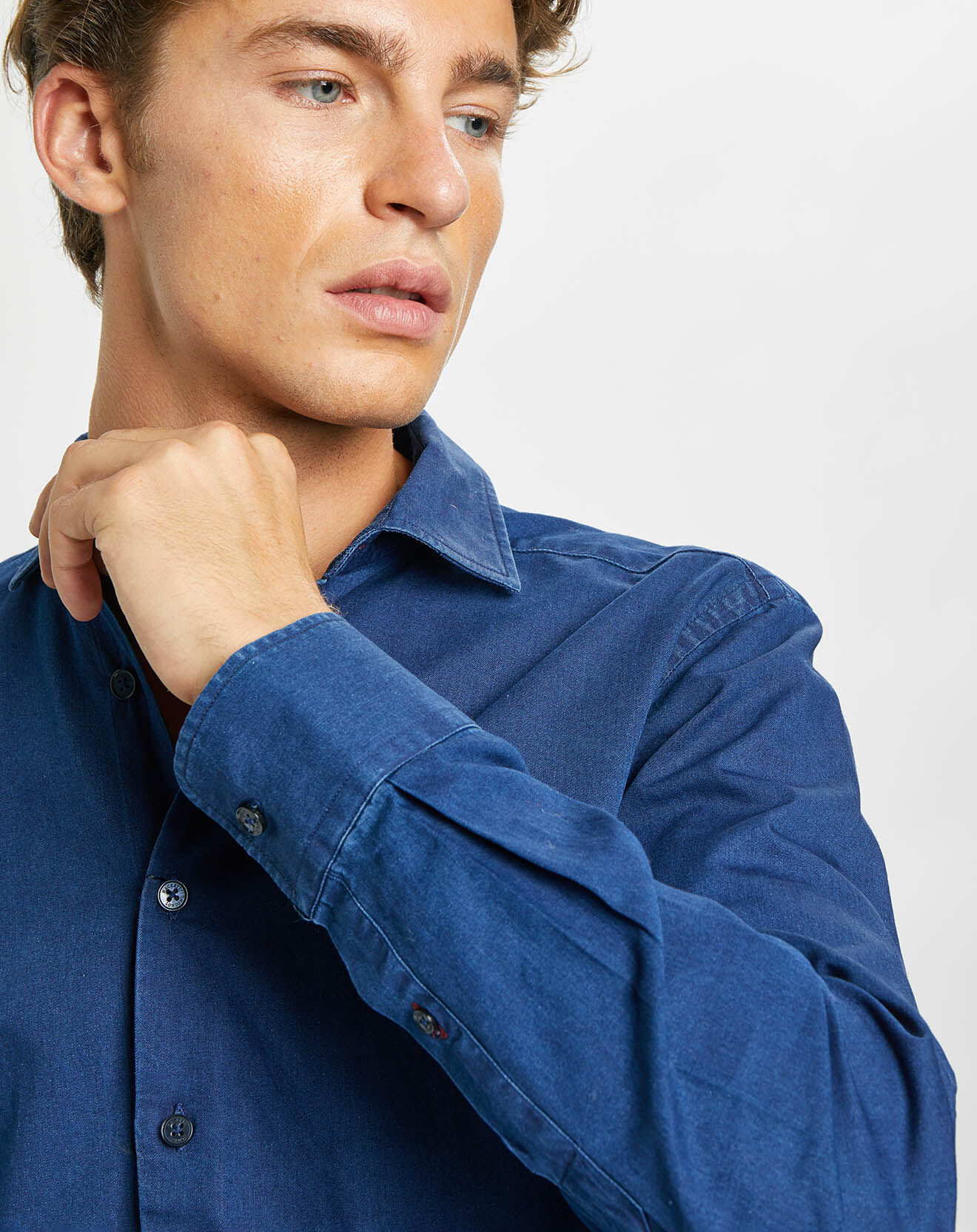 Hackett London Chemise Slim fit bleu moyen