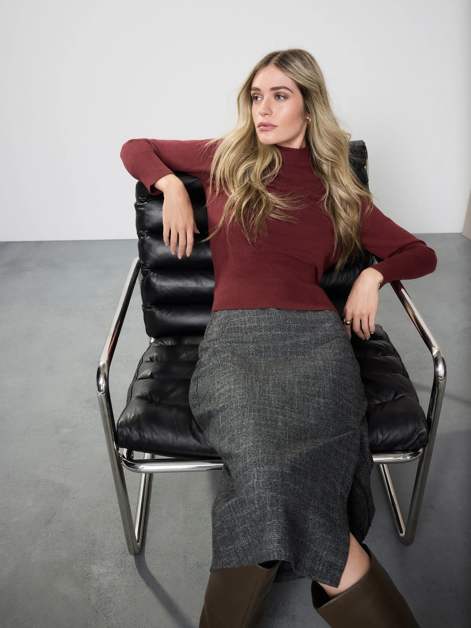 Grijs - Crosshatch Pencil Skirt
