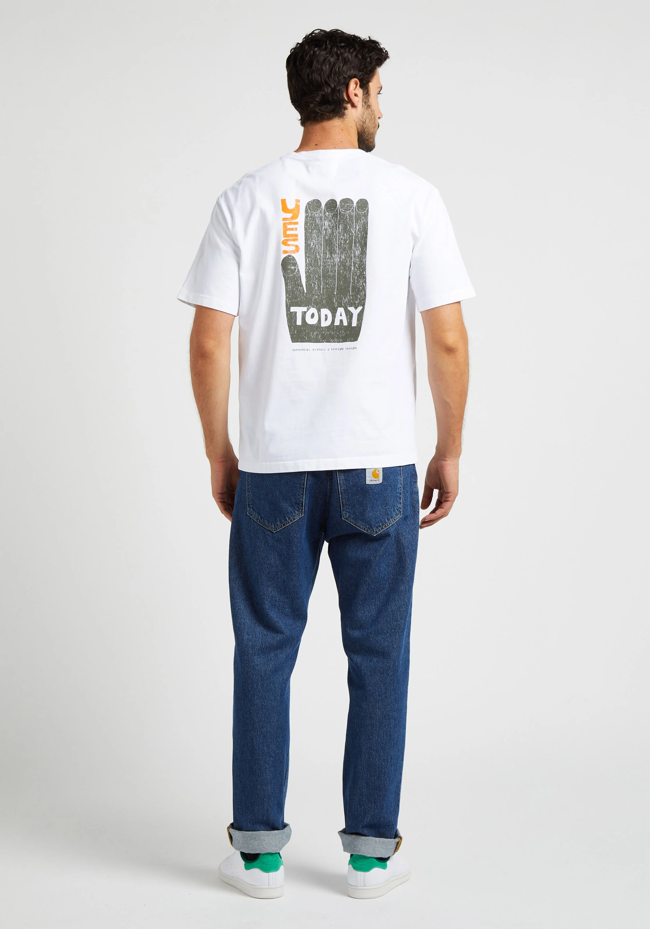 NATHANIEL - Tee-shirt col rond regular-fit imprimé en coton bio| Blanc