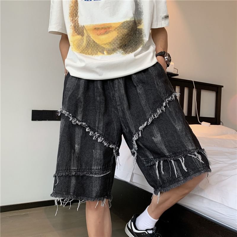 Cowpow - Mid Rise Washed Denim Shorts
