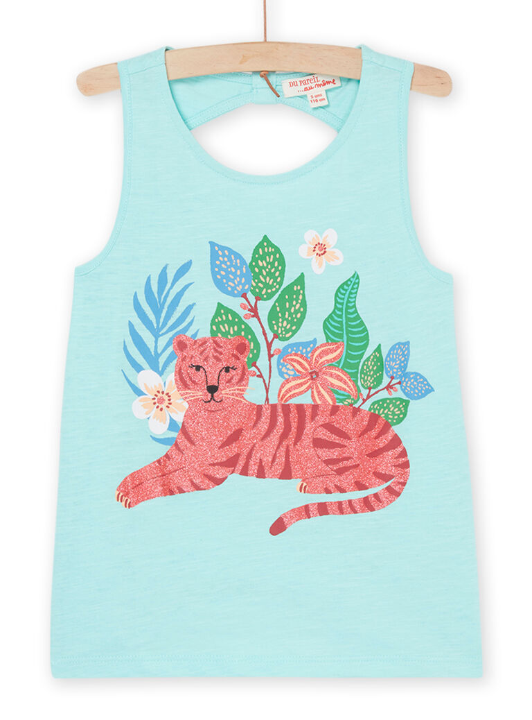 Débardeur turquoise à motif tigre