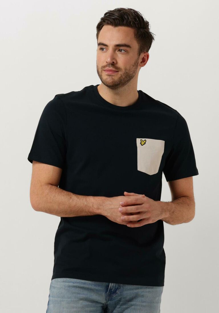 LYLE & SCOTT donkerblauwe lyle & scott t-shirt contrast pocket t-shirt