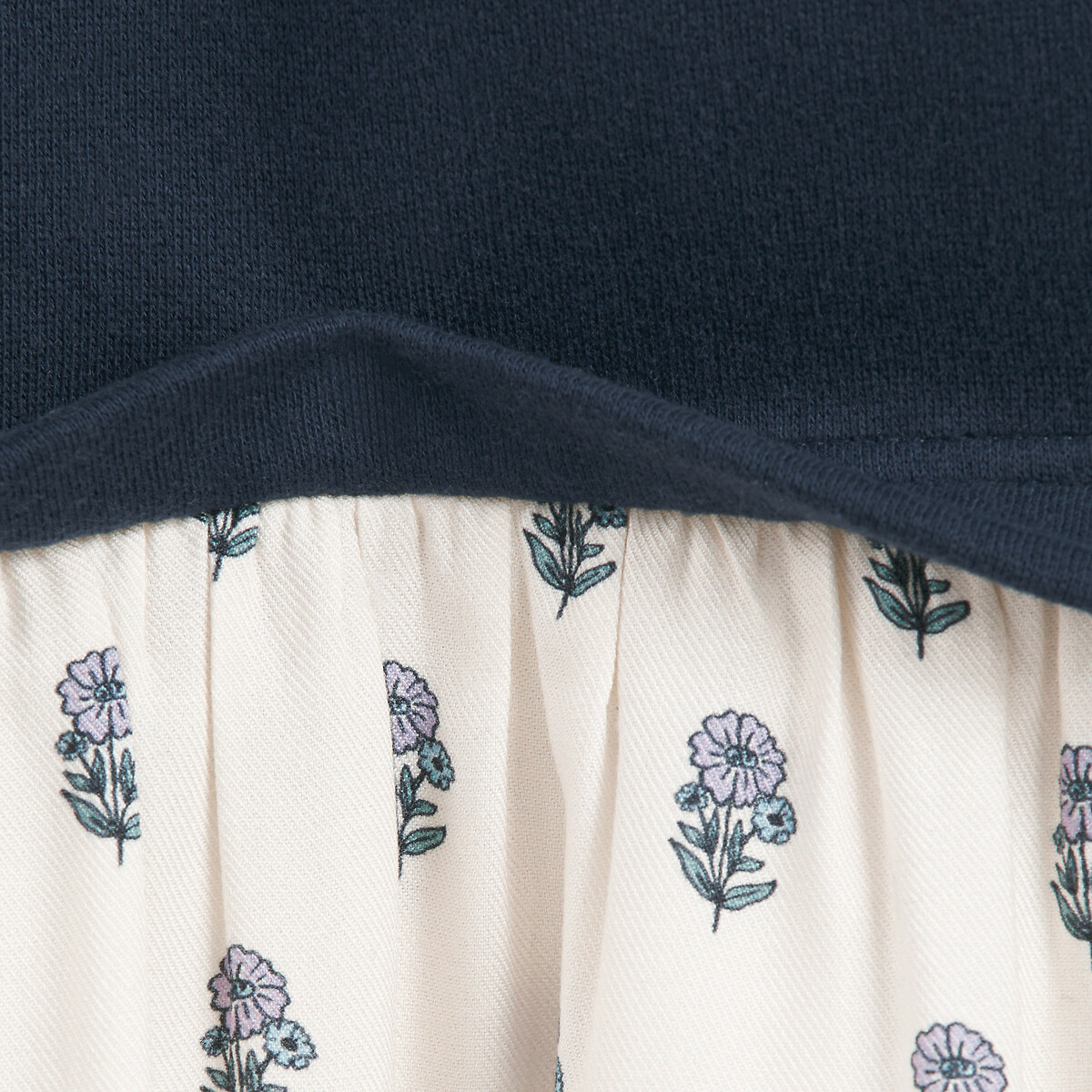 COLEÇÕES LA REDOUTE<br>Vestido de manga comprida em 2 materiais: fleece e sarja