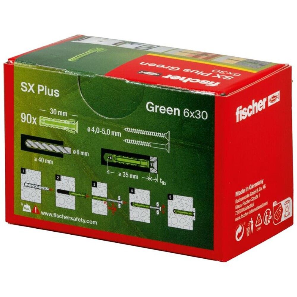UNIVERSALPLUGG FISCHER SX PLUSS GRØNN 3X60MM 90STK