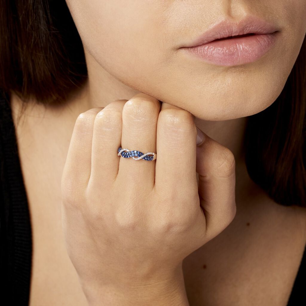 Bague Dimitria Or Blanc Saphir Et Diamant