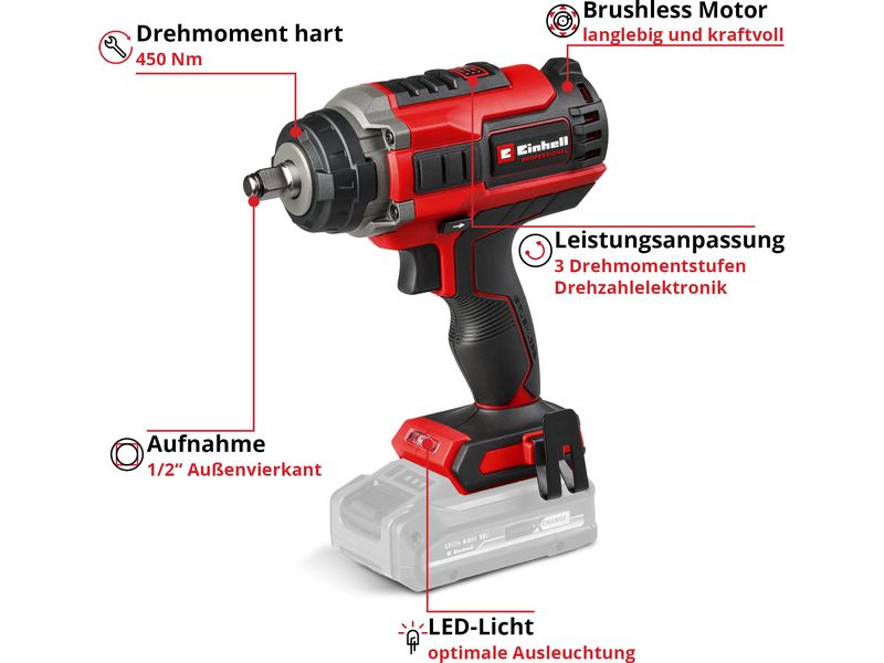Einhell Professional Akku-Schlagschrauber IMPAXXO 18/400 So Akkubetriebener 18 V Power-X-Change Schlagschrauber