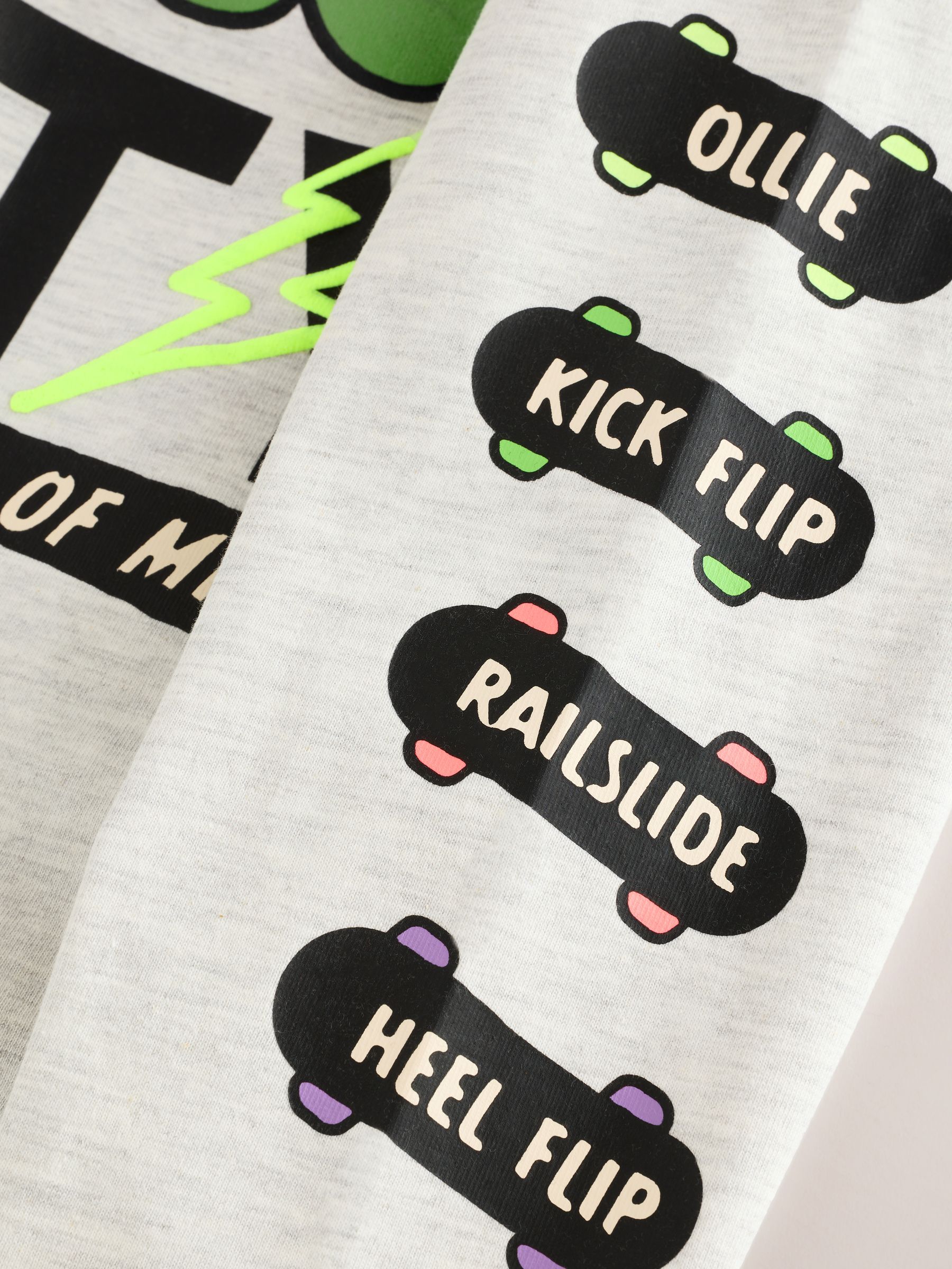 Grijs gemêleerd graffiti met slogan - Relaxed Fit Graphic Long Sleeve Cotton T-Shirt (3-16yrs)