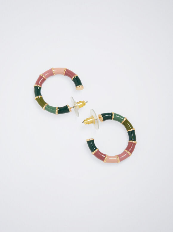 Brincos de argola com esmalte - Multicor