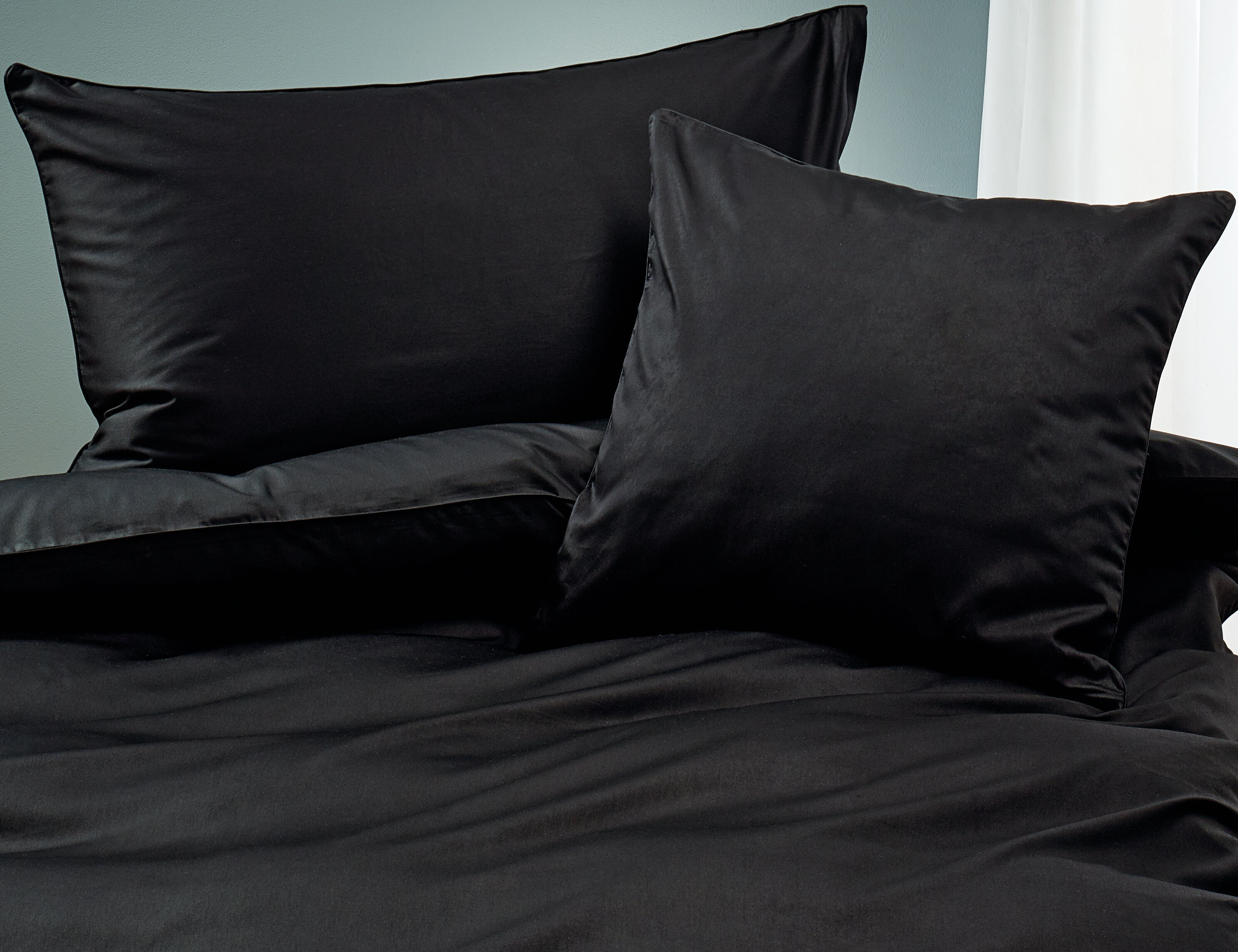 Uni Satin Bettwäsche mit Biese
