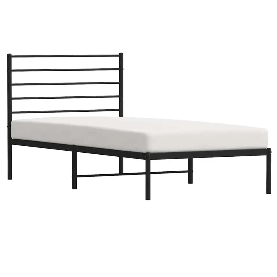 vidaXL - Bed frame met hoofdbord - Zwart - Metaal - 90x200 cm