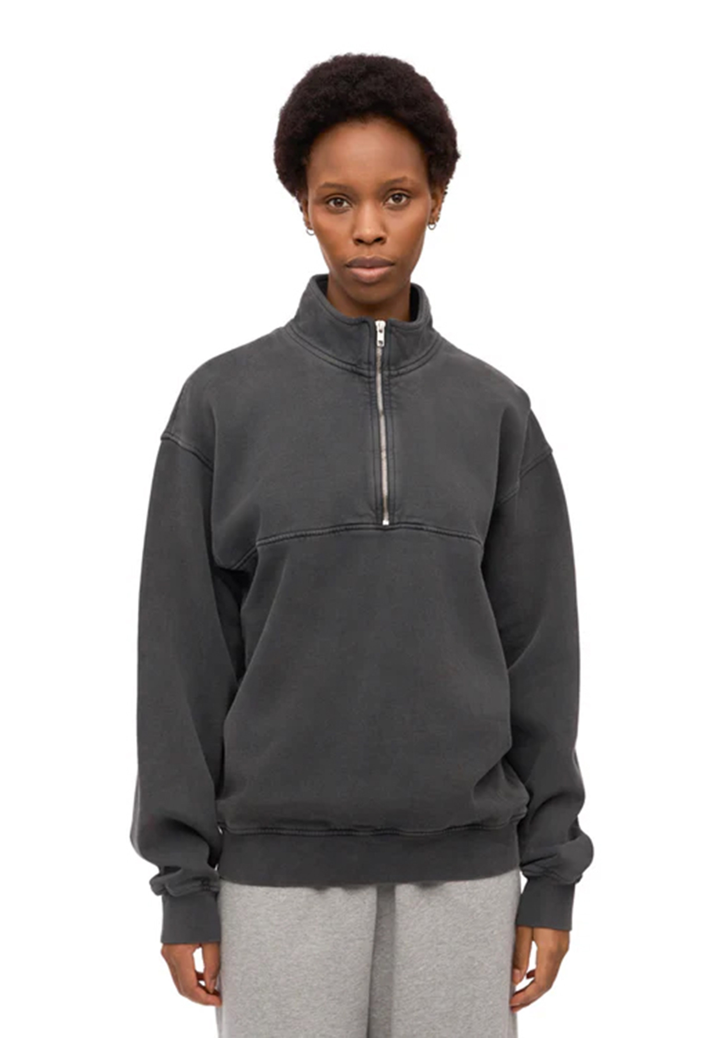 Colorful Standard Quarter-Zip Sweatshirt Faded Black