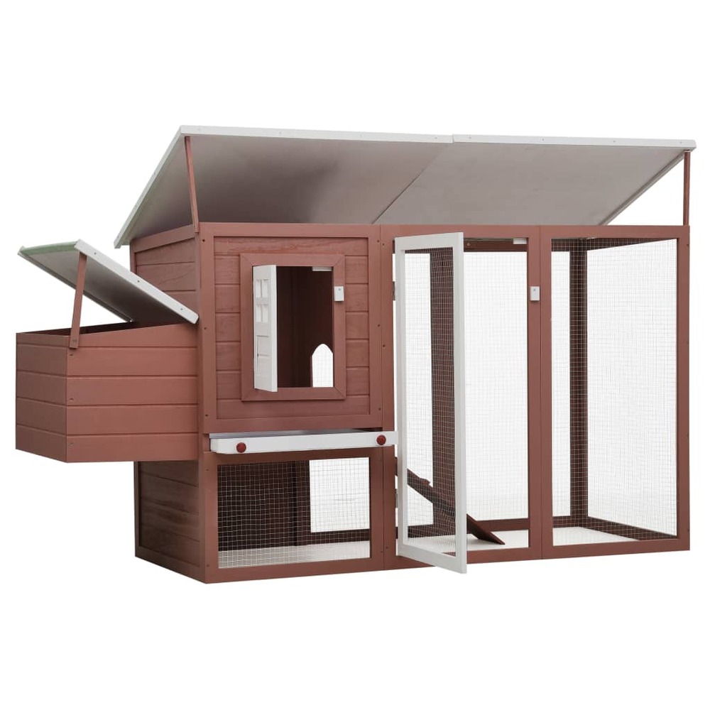Poulailler d'extérieur avec 1 nichoir 202 x 75 x 98 cm bois marron