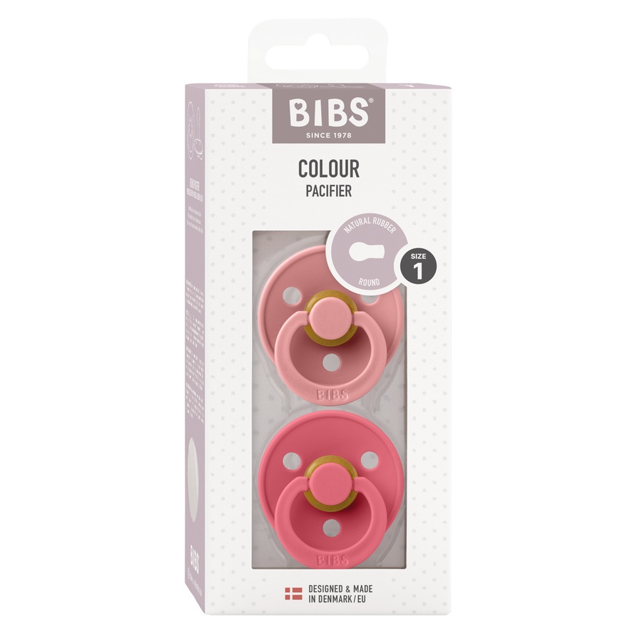 BIBS Pacifier Colour Latex Dusty Pink/Coral Size 1 2pcs