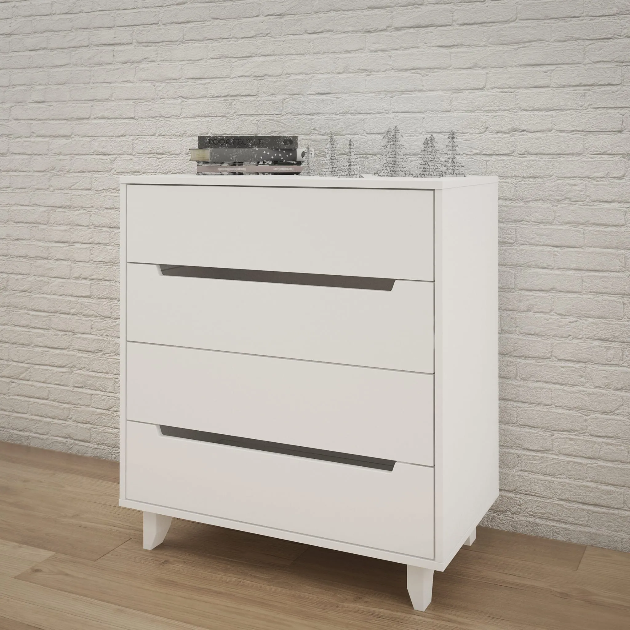 Nexera Bureau 4 Tiroirs Aura - Blanc