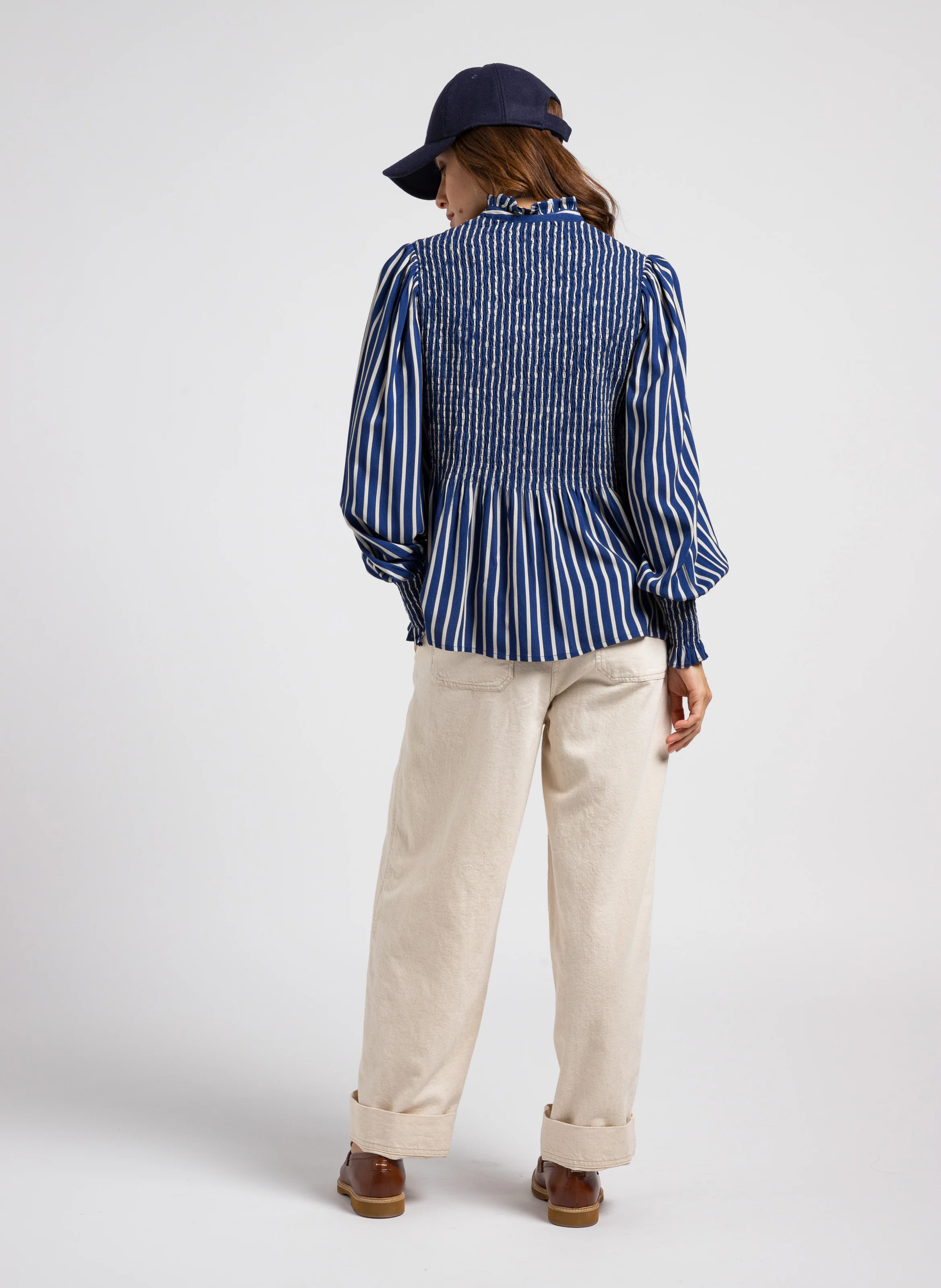 TOSCANE - Chemise col victorien à rayures | Bleu