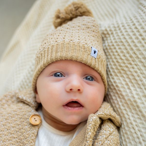 Klein Baby Cardigan - Maat 56 - Beige Melange
