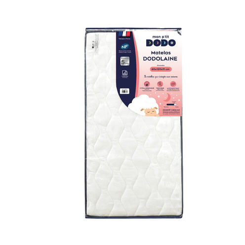 Matelas Dodolaine (face été/face hiver) 70x140 cm Blanc/Anthracite - MON P'TIT DODO