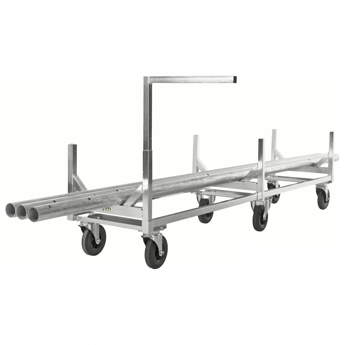 Kongamek lange goederenwagen 2800x608x700mm met 800kg laadvermogen en rubberen banden met remmen