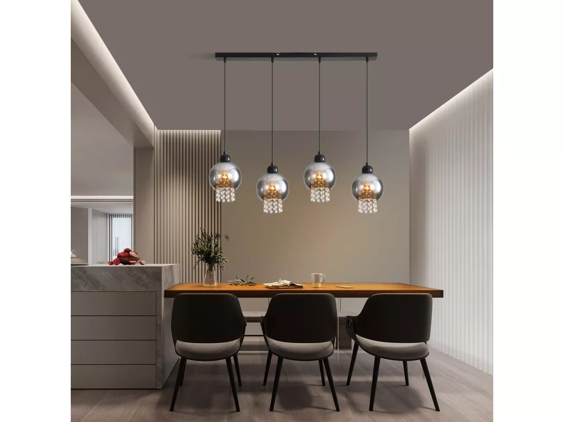 Lampe Suspendue Pour Table à Manger En Cristal Noir E27 Lampe Suspendue Moderne Pour Salon