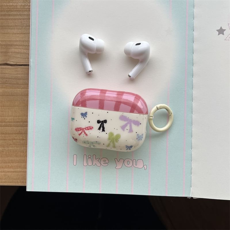 VanDi - Bow Plaid AirPods / Pro oortelefoonhoesje skin / charm / set