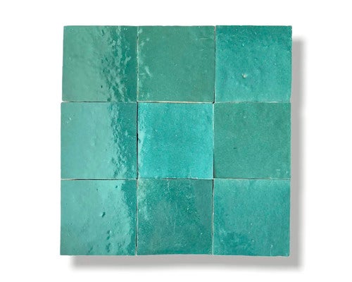 Handgemaakte wandtegel Zellige Alhambra 17 Vert Ocean 10x10cm glanzend