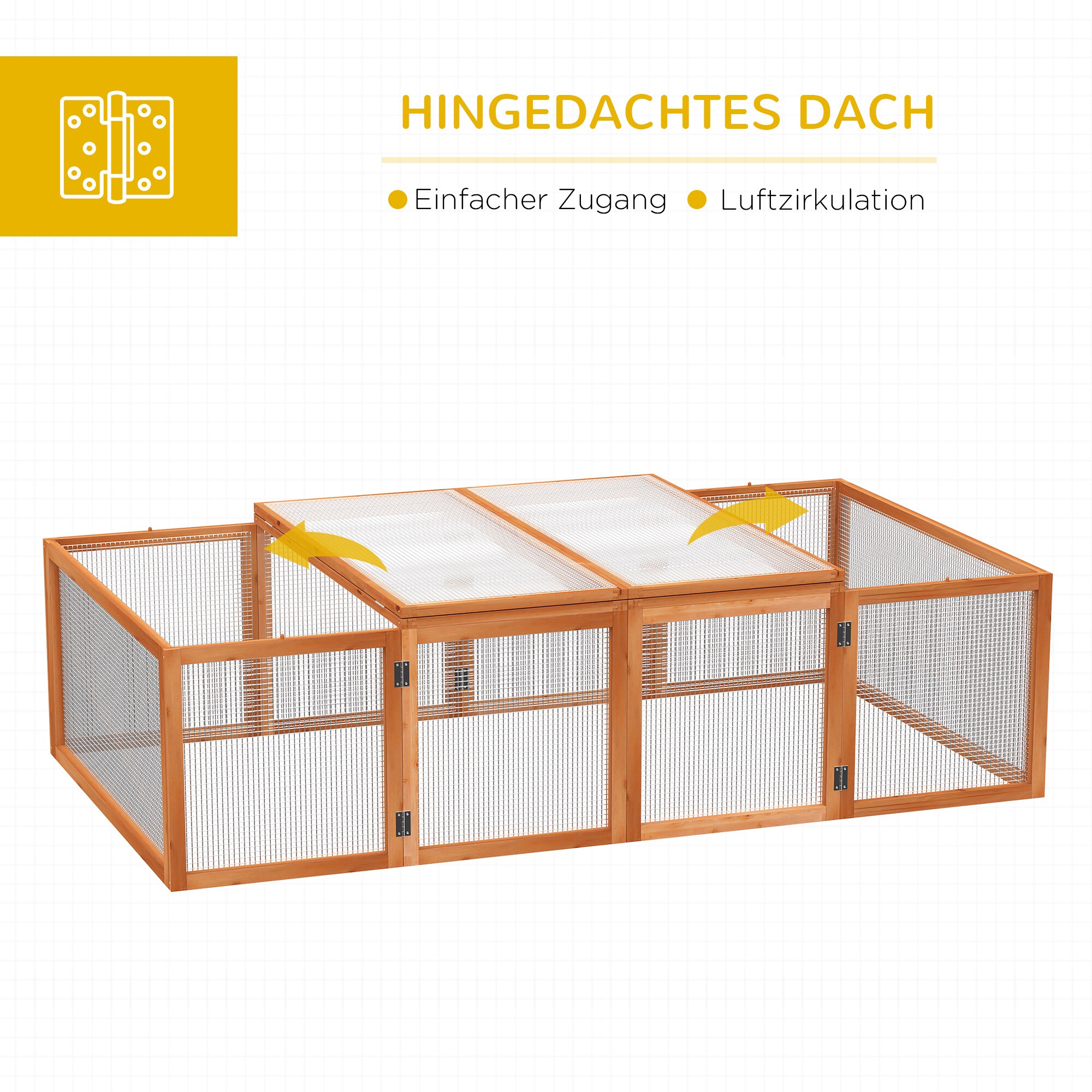 PawHut Kleintiergehege für Freilauf natur 181 x 100 x 48 cm (LxBxH)