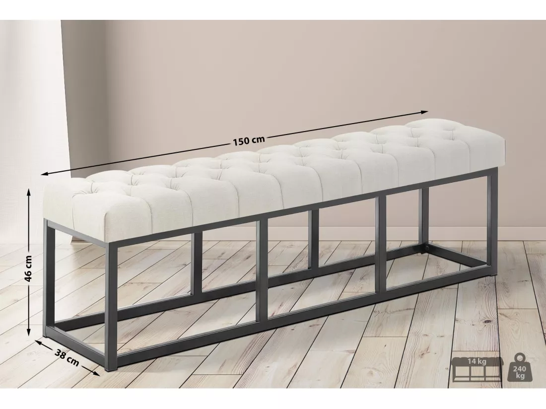 Banquette - Tissu - Crème - Amun