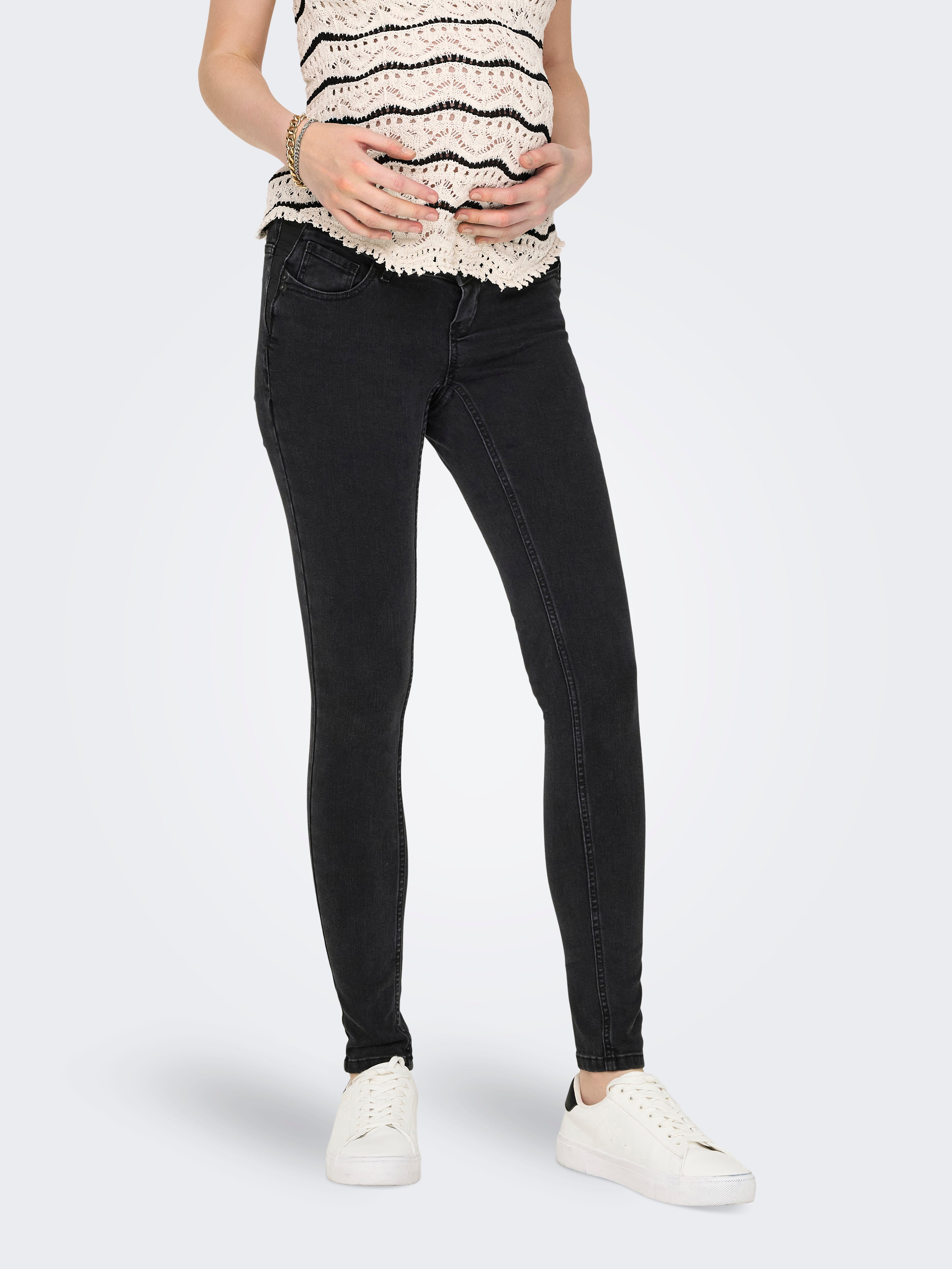 OLMBELLY Mittlere Taille Skinny Fit Jeans Black Denim