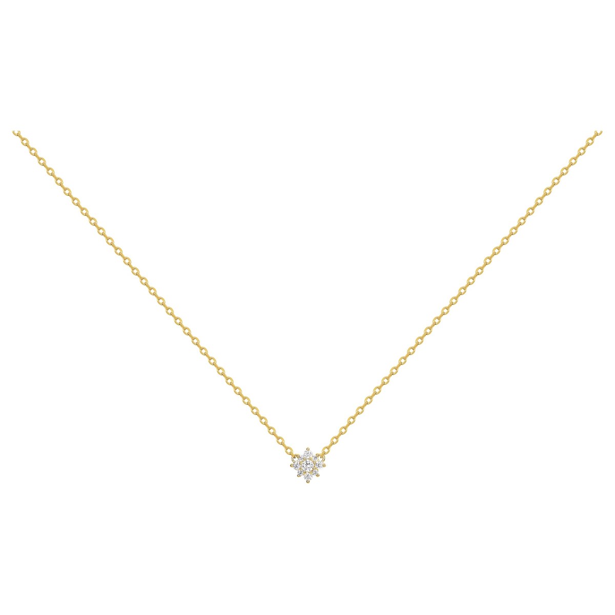 Collier mono-motif en Plaqué Or avec oxyde de zirconium blanc