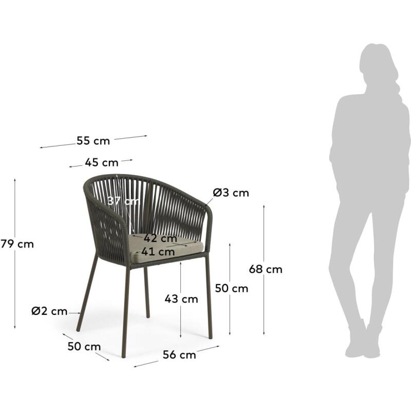 Chaise Yanet - corde - pieds acier galvanisé