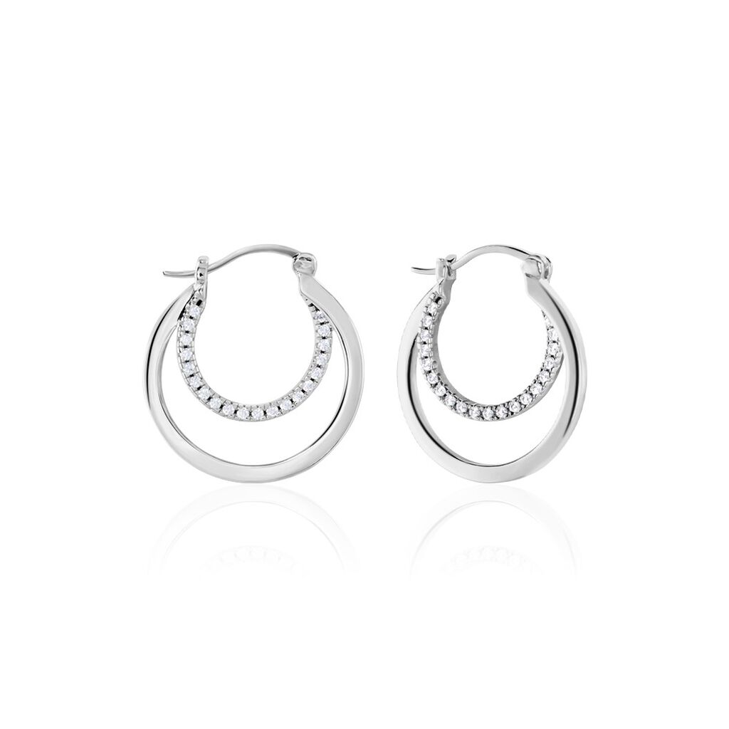 Créoles Argent Blanc Linnette Oxydes De Zirconium